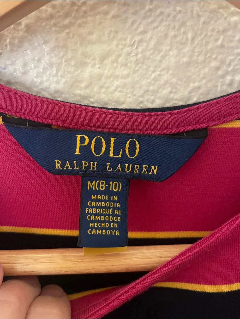 Polo by Ralph Lauren Pink Blue Yellow Striped Fit-and-Flare Dress Size M Flutter